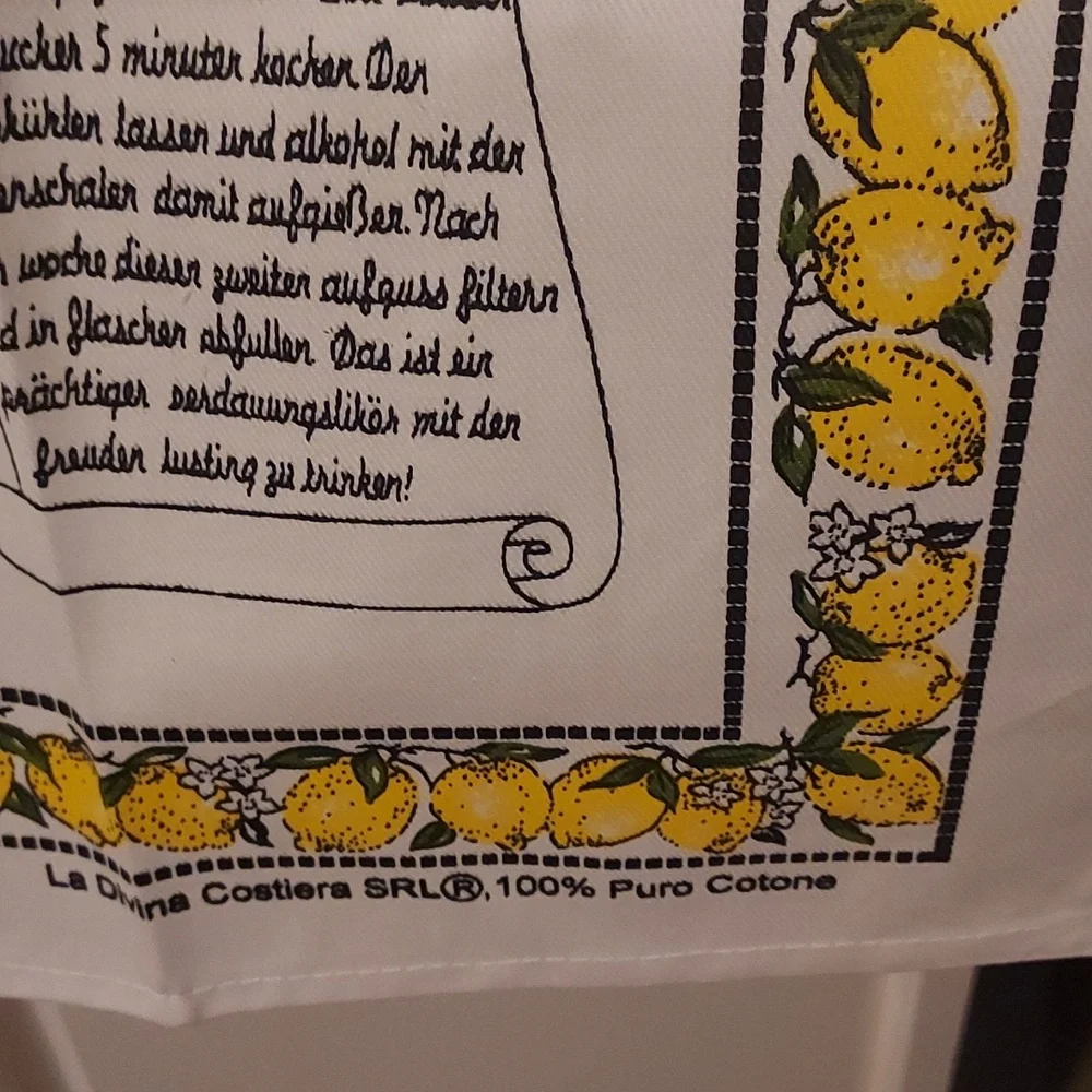 Italian Dish Towel Tea Towel Wall Hanging Lemon Limoncello Theme